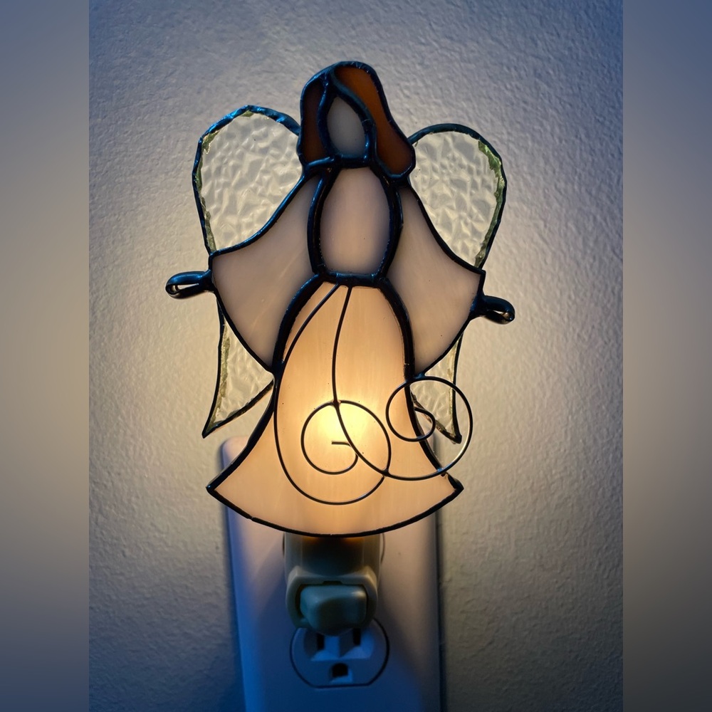Stained Glass Angel Plug in Night Light on/off Switch